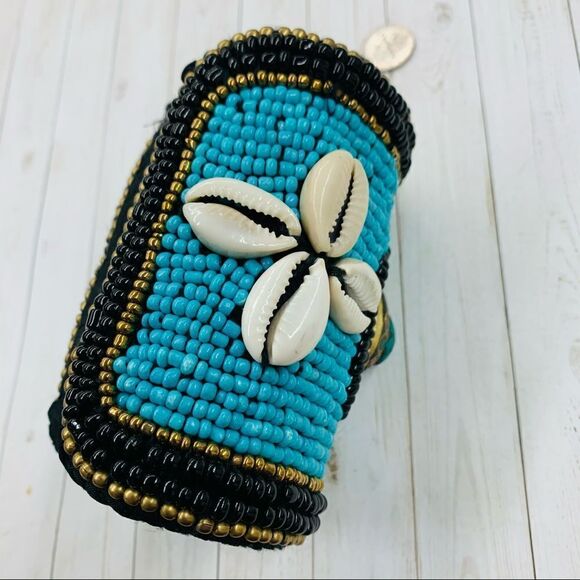 Beaded Fabric Lined Long Cuff Bracelet - Picture 3 of 3